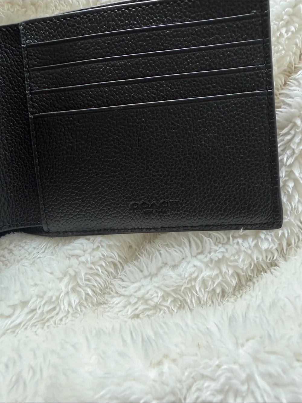 Coach Black Pebbled Leather Bi-Fold Card Holder